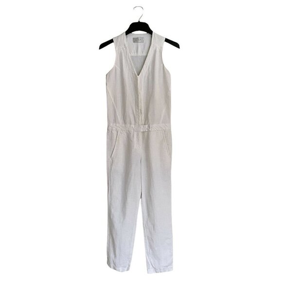 A.L.C. White Linen Jumpsuit Women's Sz 0 Utility Romper - Please read!!! - Picture 1 of 10